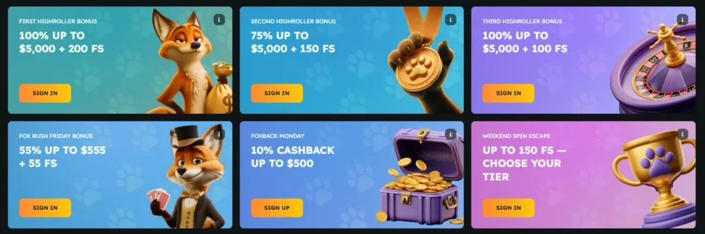 Online Casino FoxSlots Bonuses