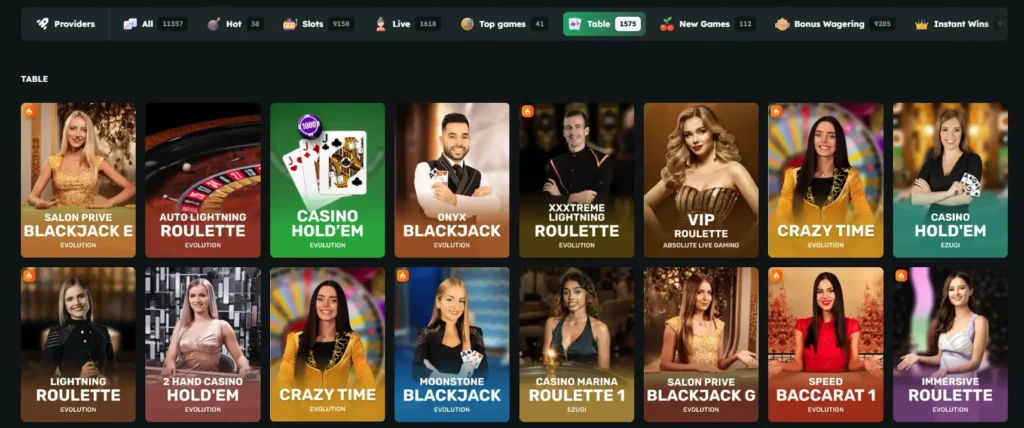  tables in the Foxslots Casino 